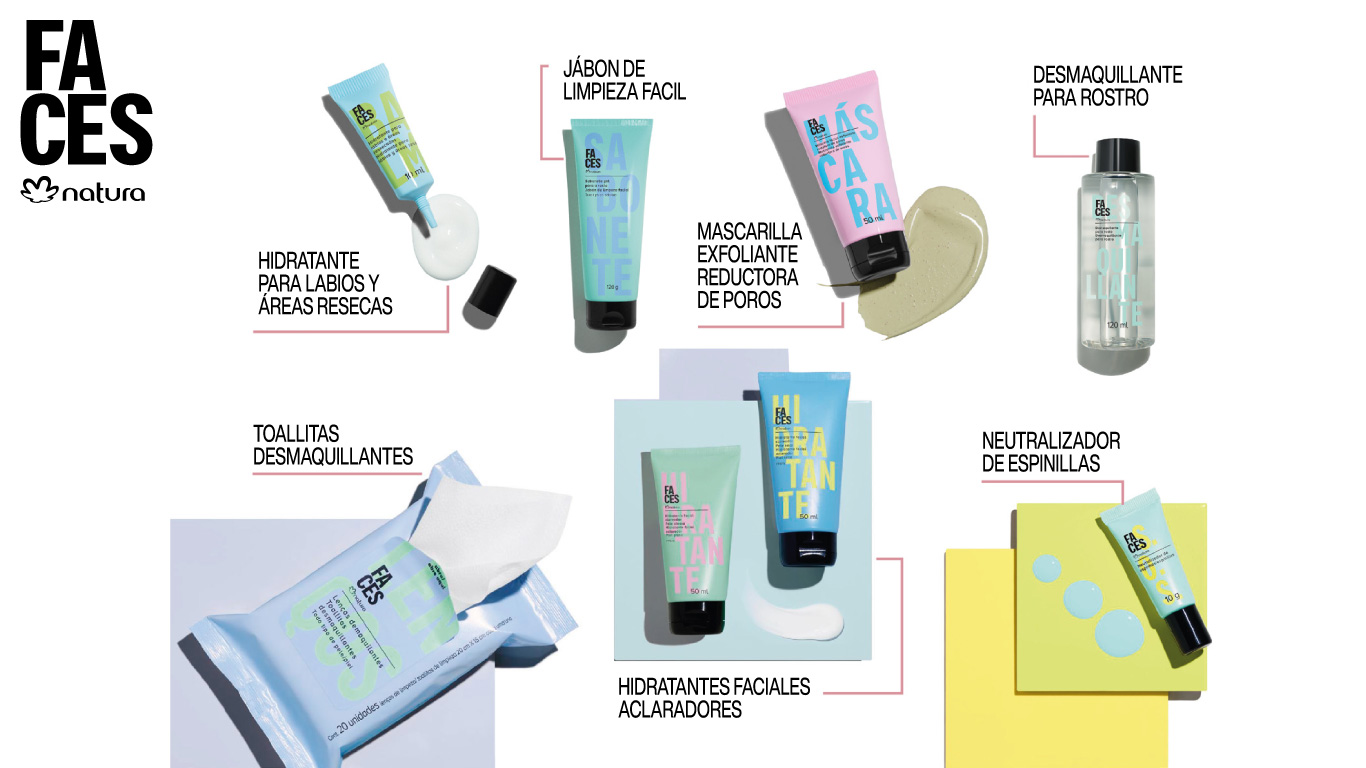 Productos de la línea FACES de Natura