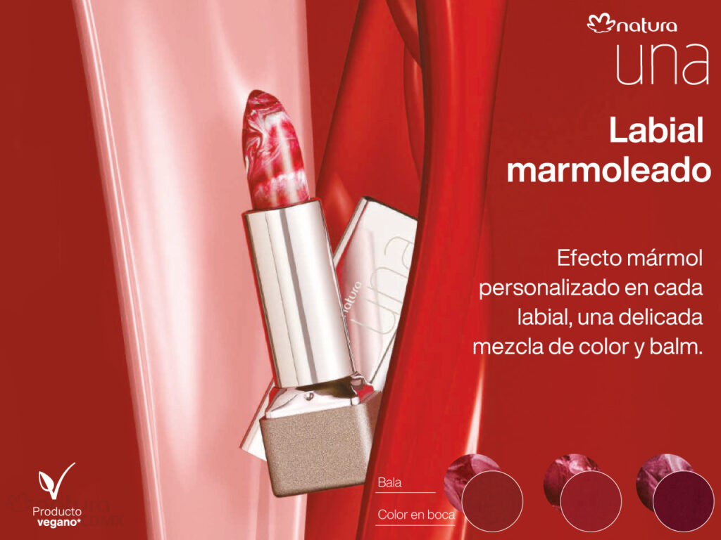 maquillaje rojo labial marmoleado