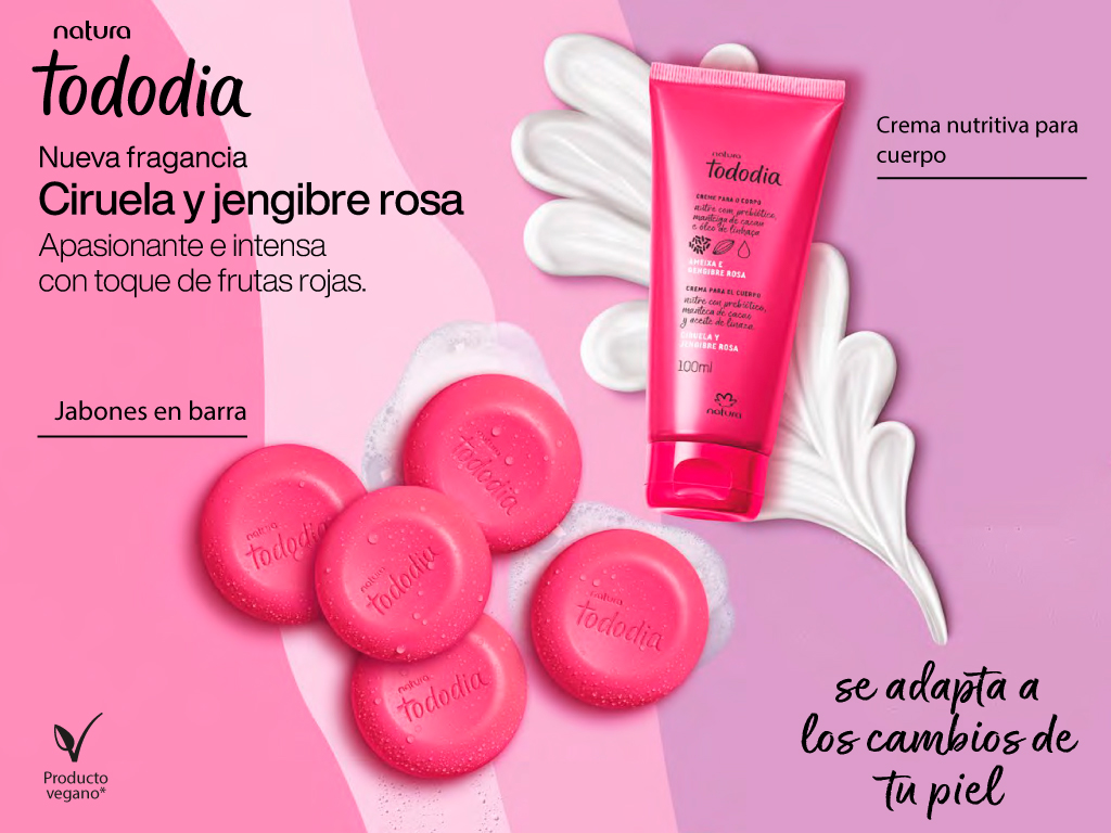 Tododia ciruela y jengibre rosa crema corporal y jabón en barra fragancia floral  