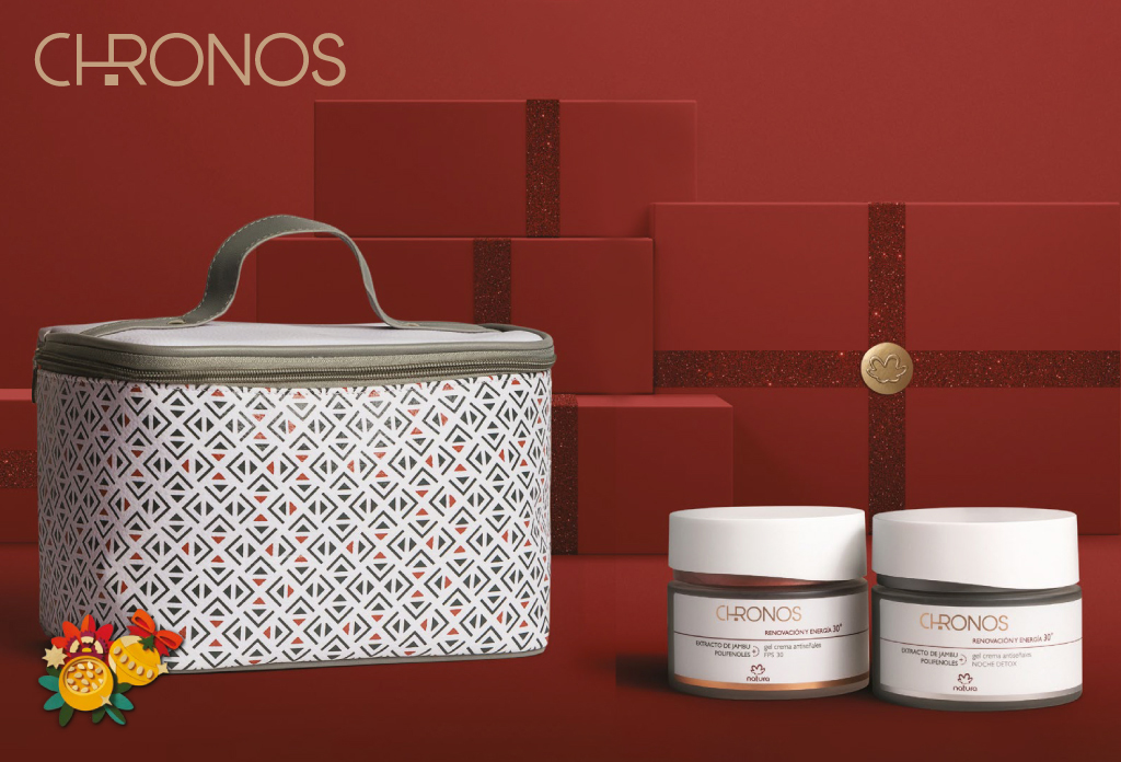 Regalo Natura Chronos Antiseñales HAS 30+ con cosmetiquera crema con FPS 30+ y crema de noche detox