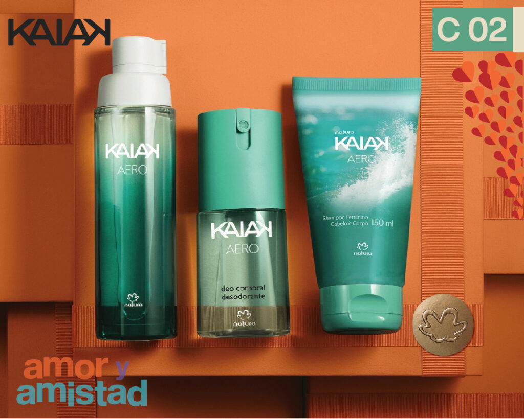 Regalo Día de San Valentín Kaiak Aero fragancia femenina, desodorante corporal y shampoo para cabello y cuerpo 