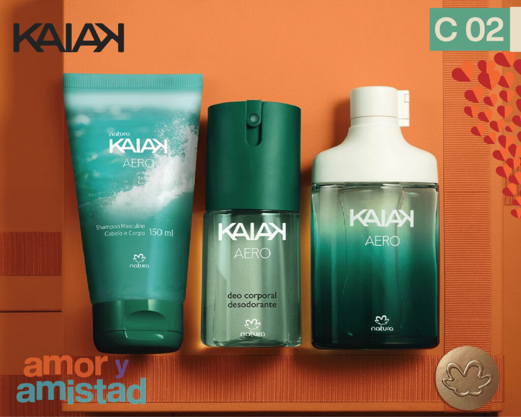 Regalo Día de San Valentín Kaiak Aero fragancia masculina, desodorante corporal y shampoo para cabello y cuerpo 