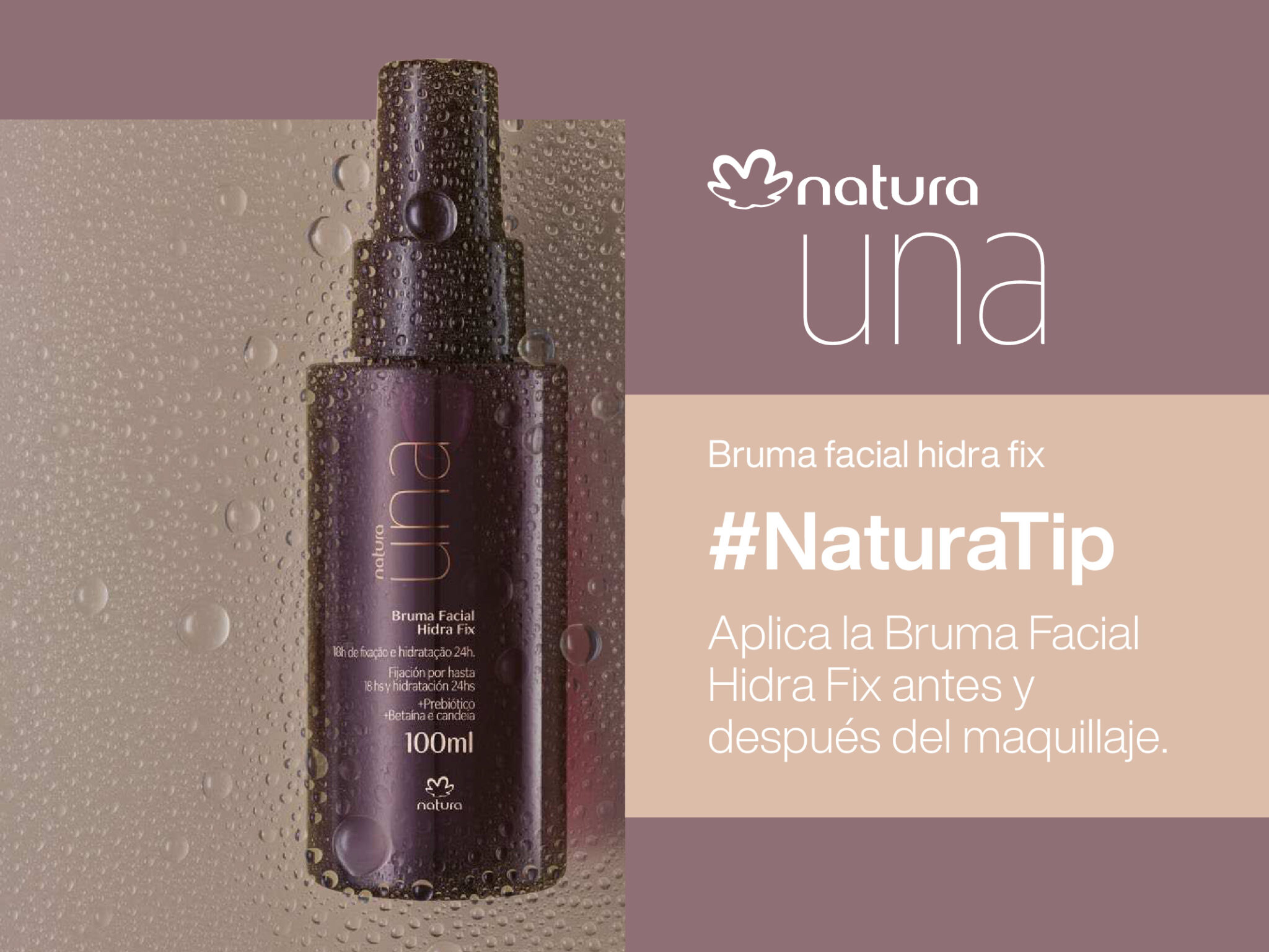 Bruma Hidra Fix: Fijador de maquillaje en Spray de Natura Una • Natura ...